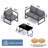 Decksplore 4-Piece Metal Patio Conversation Set with Deep Cushions, Tempered Glass Table, Weather-Resistant Outdoor Sofa Set