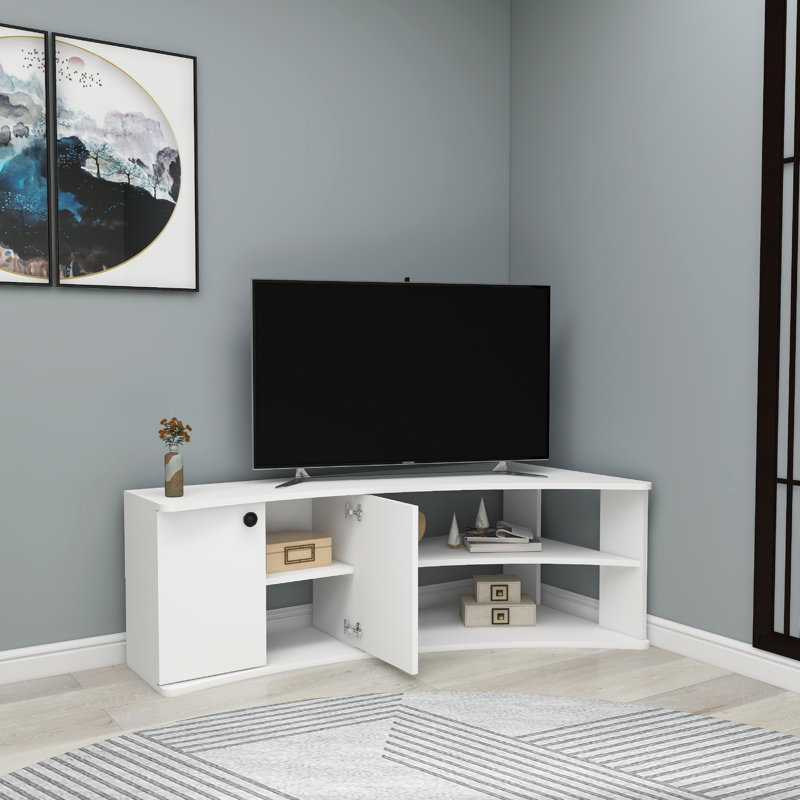 TV Stand with Shelves and Cabinet Dion, White