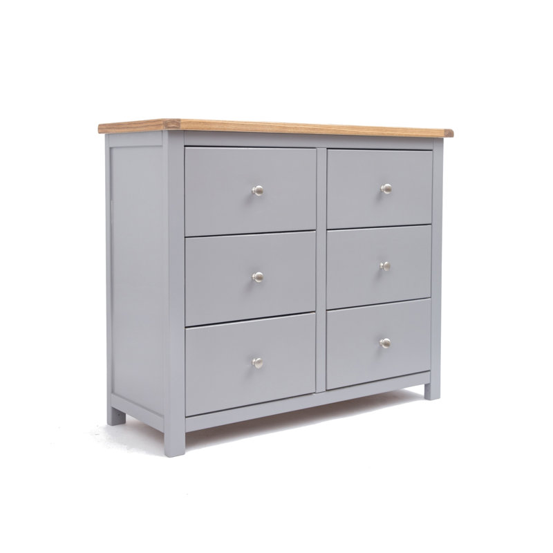 Millport 110 cm W Chest of 6 Drawers, Natural/Grey/Chrome