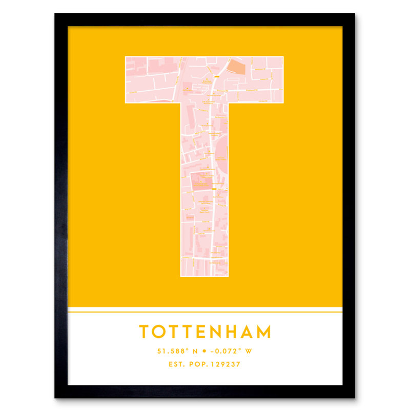 Tottenham Yellow - Single Picture Frame Typography
