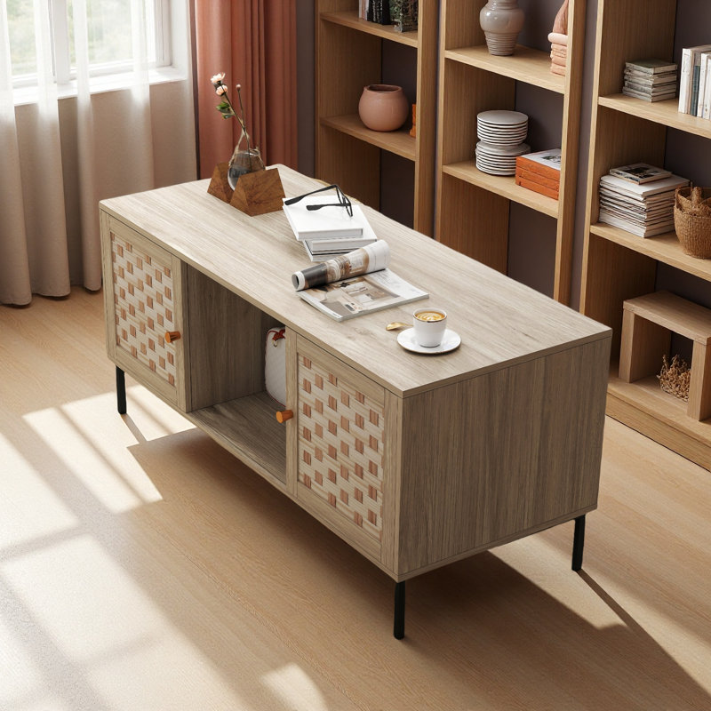 Storage Coffee Table with 4 Sliding Door