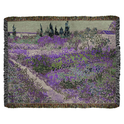 Jeté en coton tissé - œuvre de Vincent Van Gogh | Fabriqué à la main avec des bords frangés