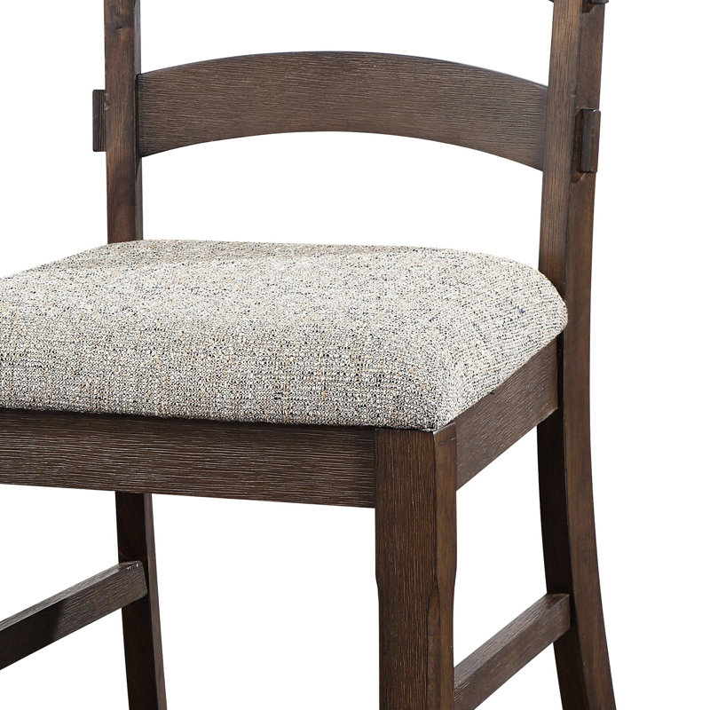 2 fauteuils à dossier gris et brun rustique - essentiels pour la salle à manger (2 avec revêtement)