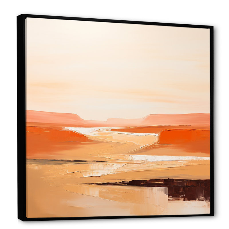 «Brown Minimalisme Canyon Calm», reproduction sur toile, Cadre flottant noir, 24" H x 24" W
