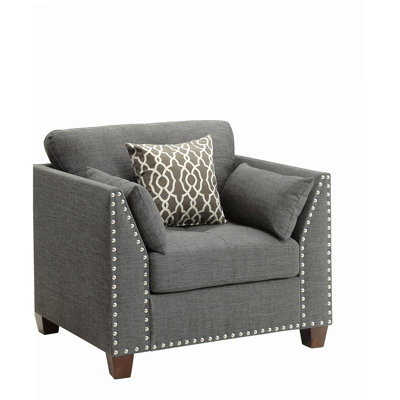 Laurissa Light Charcoal Linen Chair W/3 Pillows