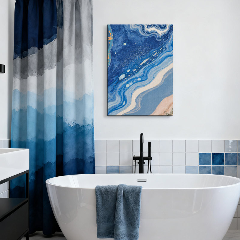 Impression sur toile abstraite bleue et rose, art mural moderne nordique pour la décoration intérieure, H 16 po x l 12 po