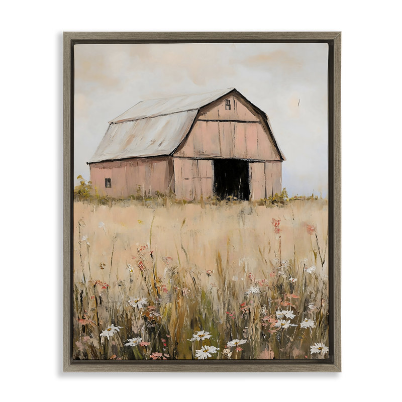 Cadre flottant Peachy Barn Landscape, design par Franklyn Gregory, Cadre flottant orme Montalcino, H 31 po x l 25 po