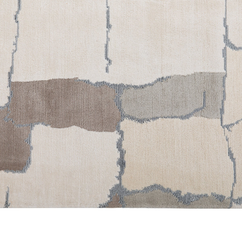 Natural Contemporary Silk Metal Blend Rug, Rectangle 6' x 9'