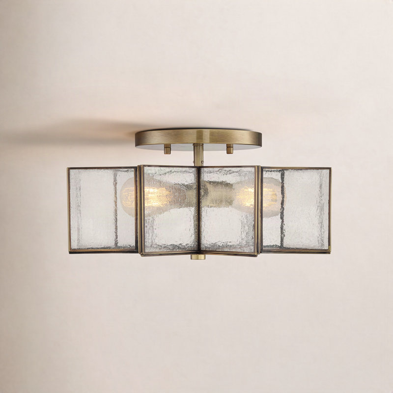 Putnam 2-Light Ceiling Light in Natural Brass, Clear