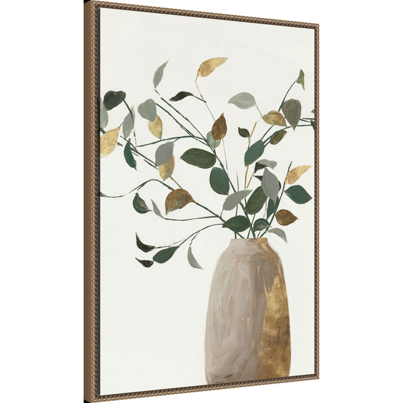 «Golden Green Leaves» par reproduction d'art sur toile encadrée, H 33 po x l 23 po
