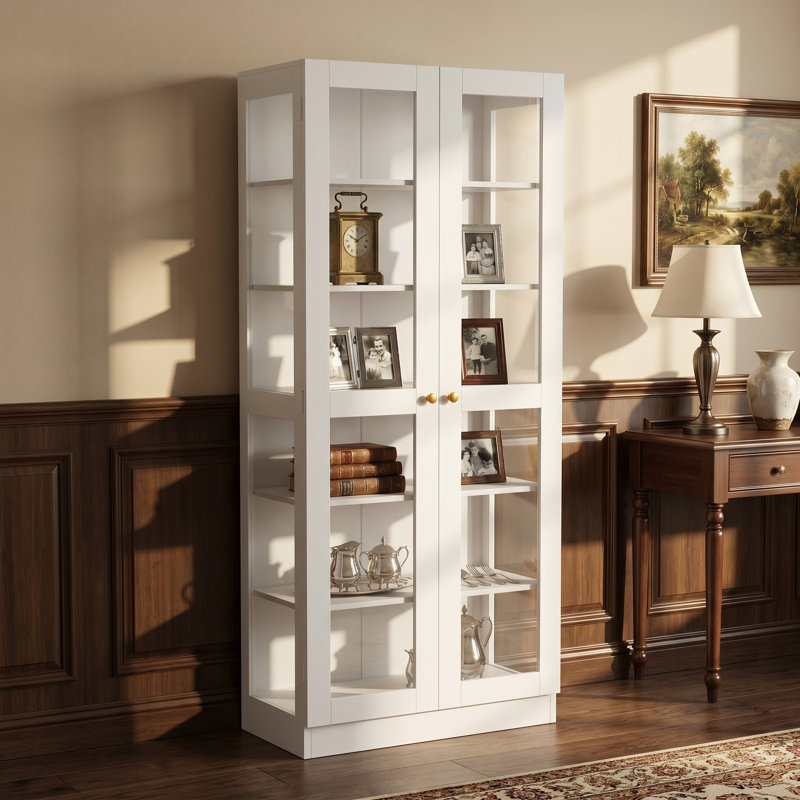 6-Tier Glass Door Display Case Curio Cabinet with Shelves