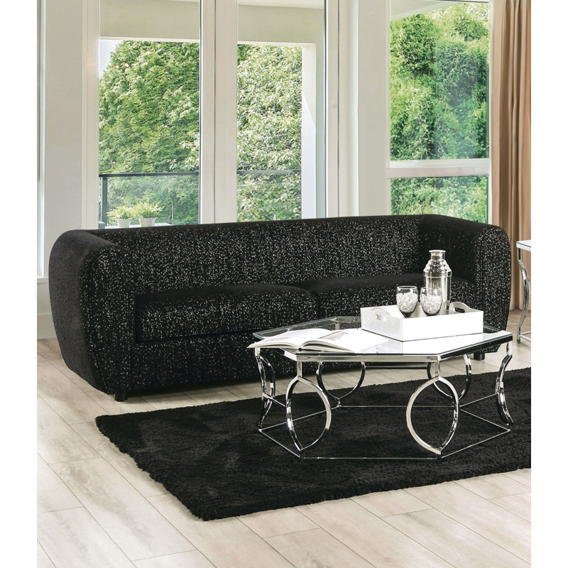 Canapé contemporain l 87 po, noir, Noir