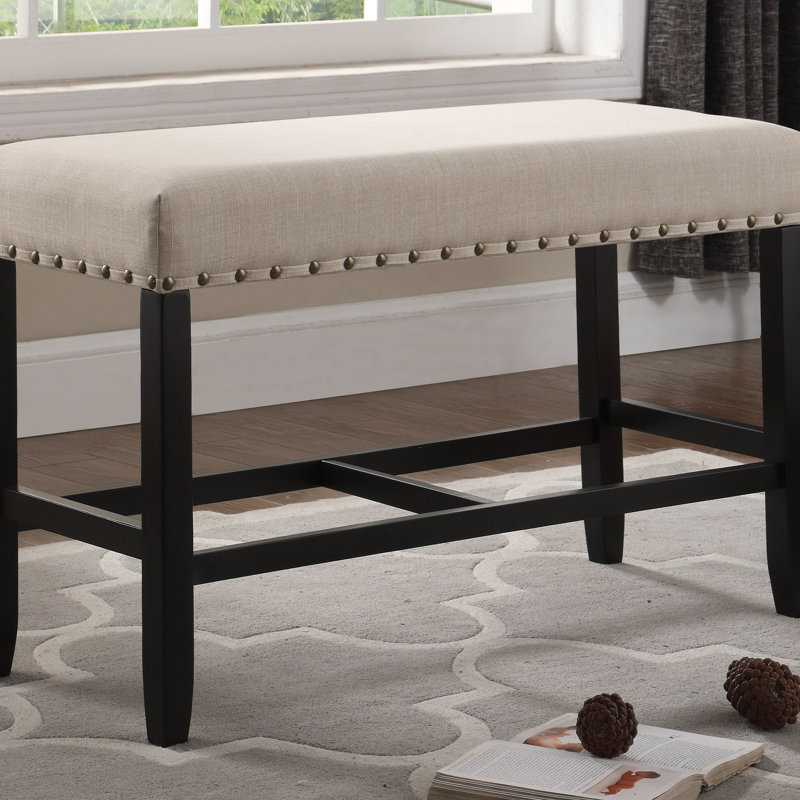 Banc de salle à manger à hauteur de comptoir en tissu Biony, 25.5 " H x 41 " L x 16.5 " D, Tan, Tanné