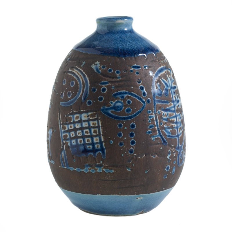Handmade Ceramic Table Vase, 5.25" H x 3.25" W x 3.25" D
