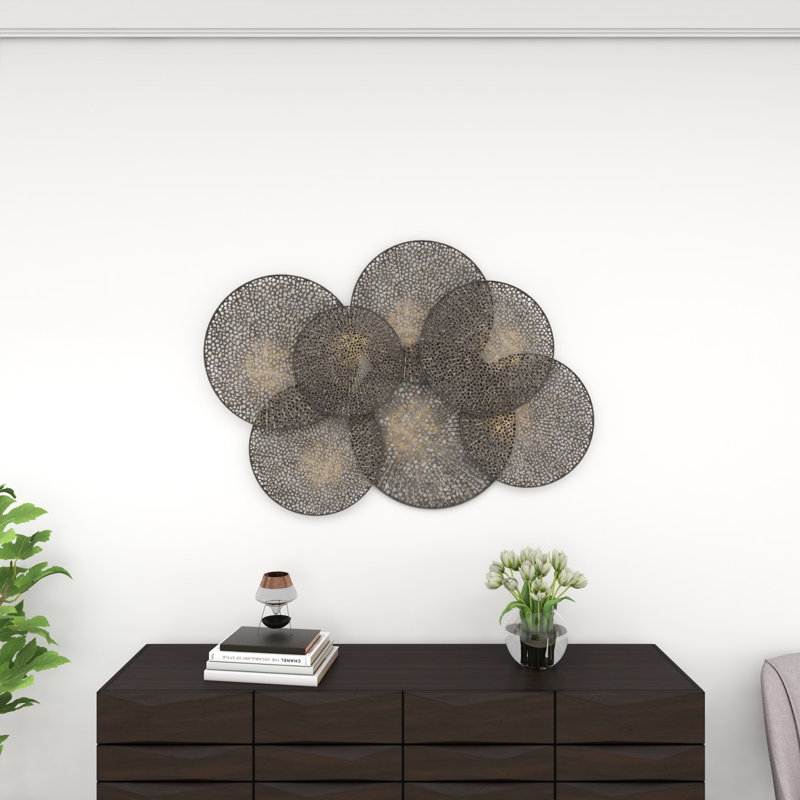 Metal Geometric Overlapping Perforated Plate Black Wall Decor