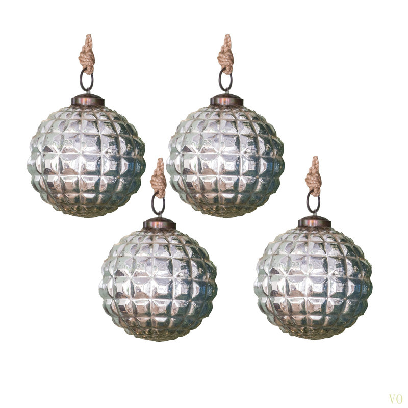 D4,7 po, boules de Noël décoratives, boules de Noël suspendues en verre pour décorations de fêtes, ensemble de 4
