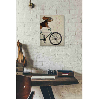 «Basset hound on cycle» par Fab Funky, art mural sur toile