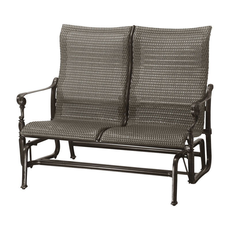 Grand Terrace Woven High Back Loveseat Glider, Vintage, Mahogany