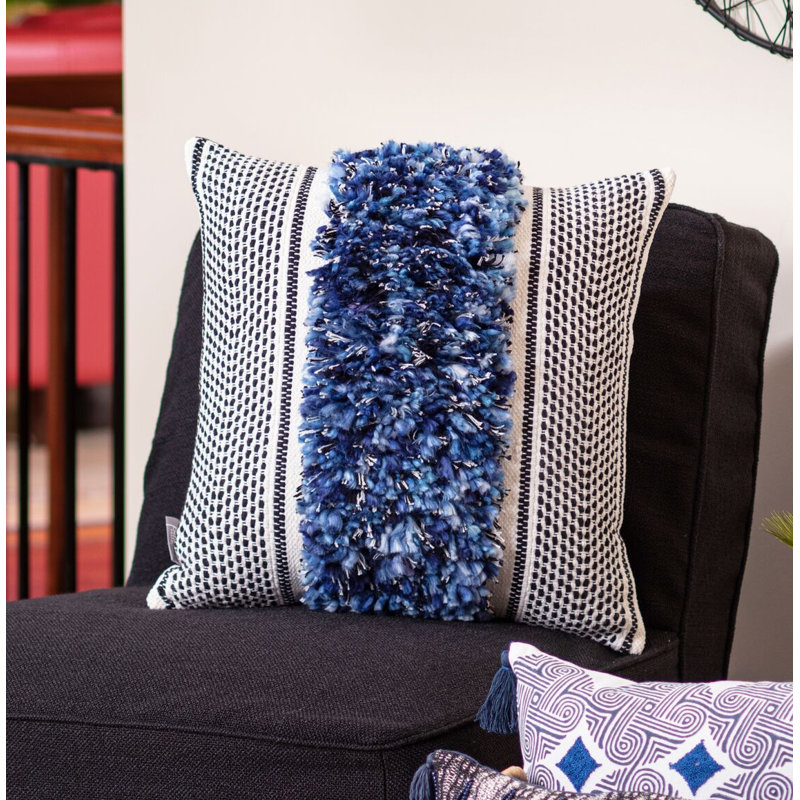 Housse et insert de coussin en coton Chieftan, Noir et bleu marine