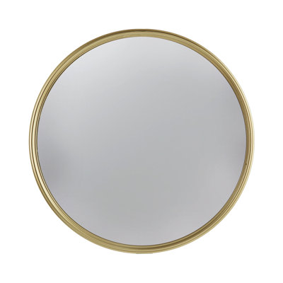 D15 "Miroir rond doré, miroir circulaire avec cadre en fer pour le couloir d'entrée du meuble