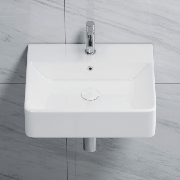 Eridanus Turner 500mm x 420mm White Rectangular Wall Hung Bathroom Sink ...