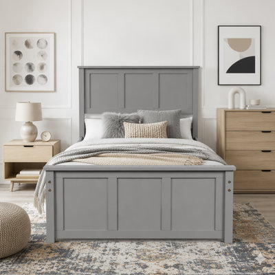 Platform Bed with Pull-Out Trundle and Classic Panel Design