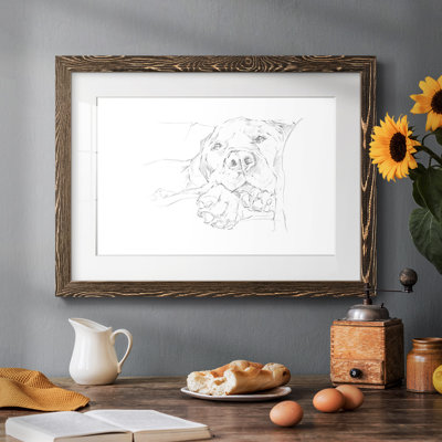 «Lazy Dog I», reproduction encadrée rustique avec tableau mat