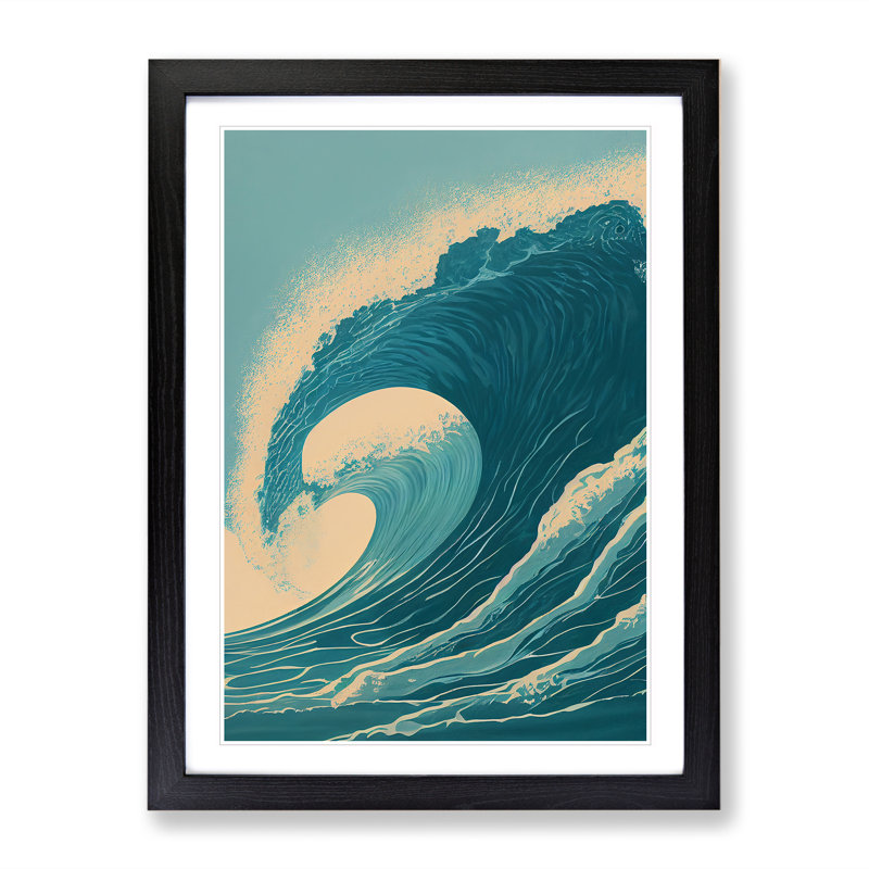 Ocean Wave No.3 - Single Picture Frame Painting, Black Framed, 64cm H x 46cm W x 2cm D