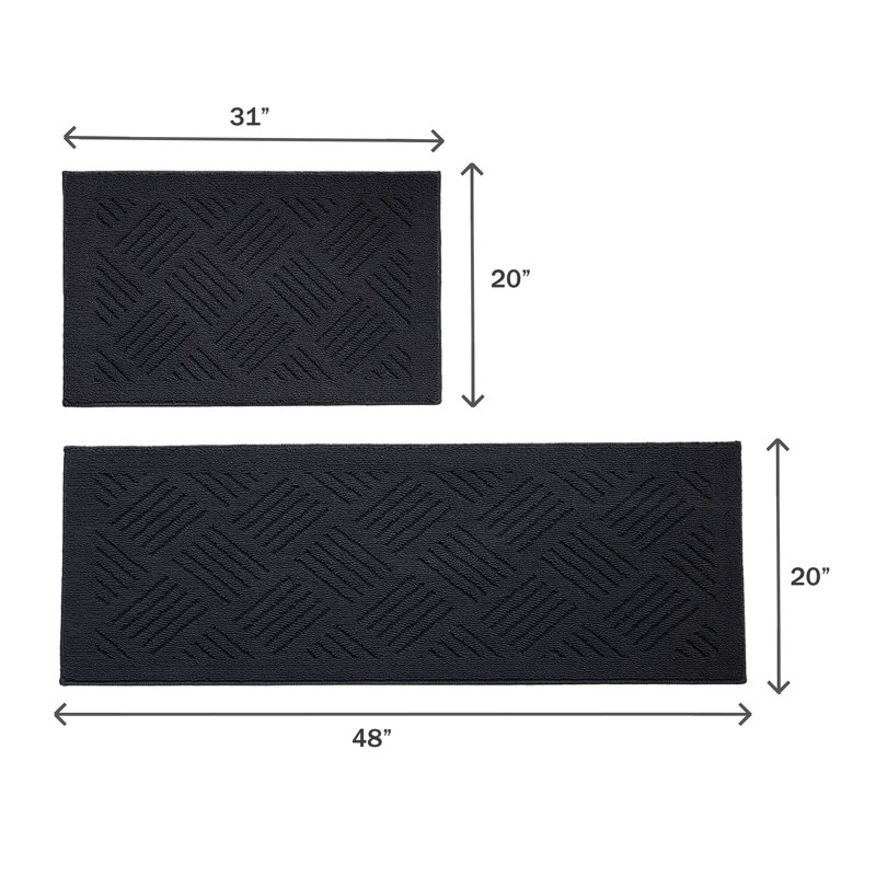Tapis de cuisine 2 pièces antidérapant et antidérapant, Tapis de couloir 20 po x 31 po + Tapis de couloir , Gris foncé