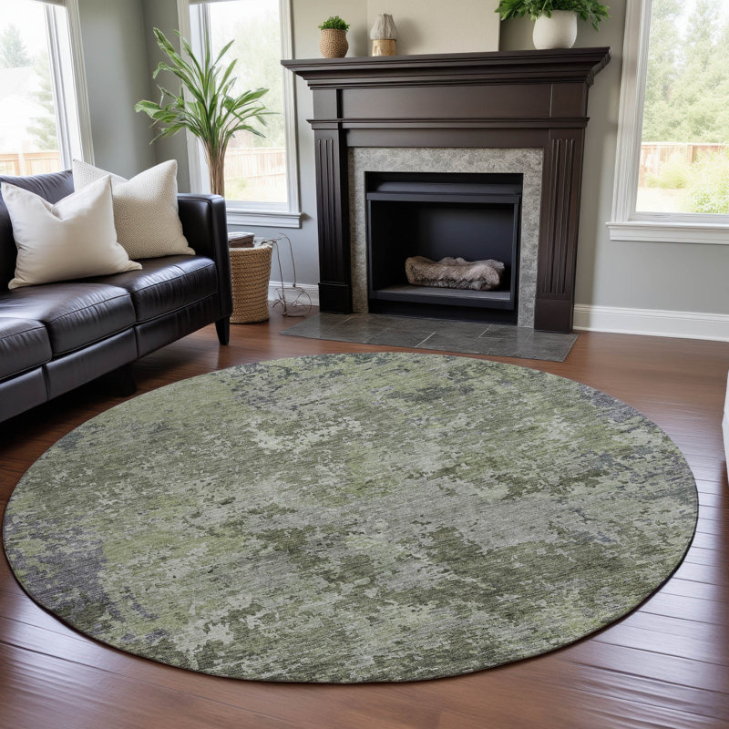Premium Machine Washable Gurubaksh AMF1162 Modern Rug, Round 8'