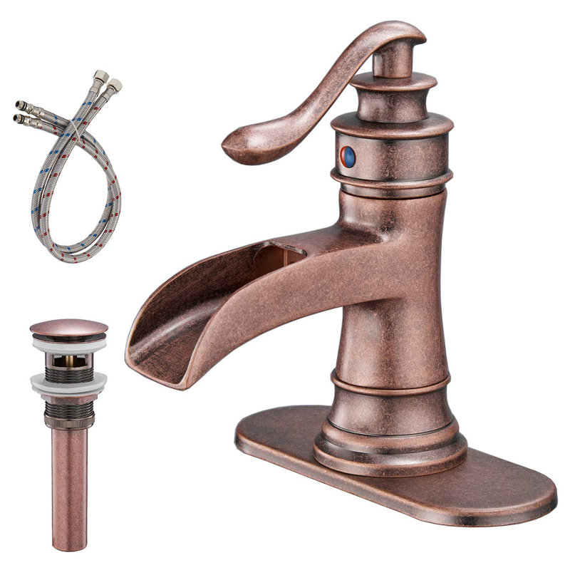 Robinet de salle de bains monotrou avec ensemble de drainage, Cuivre