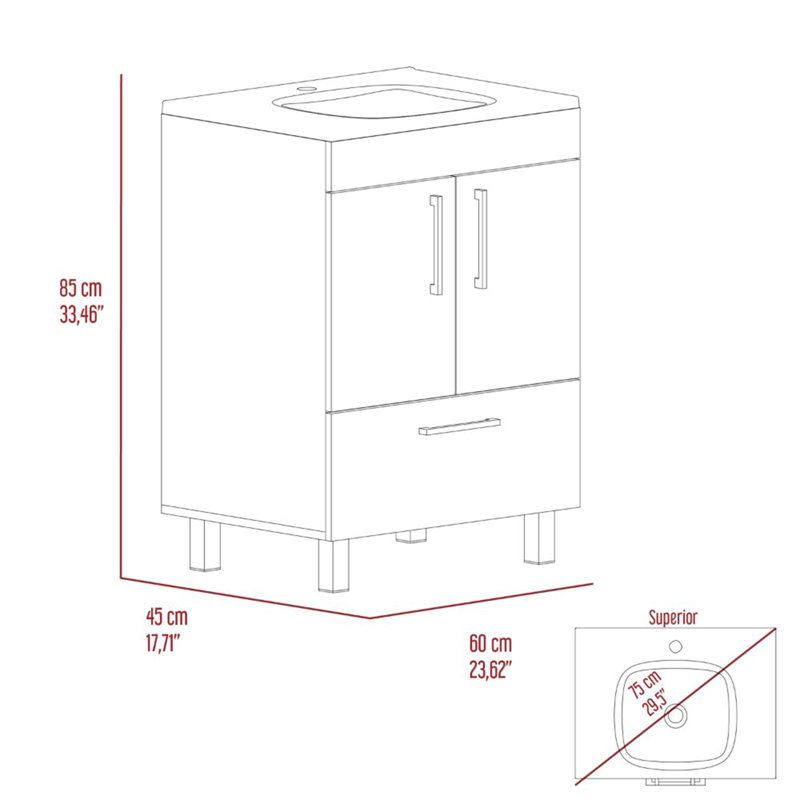 Single Bathroom Vanity Mayorca, Bathroom, White