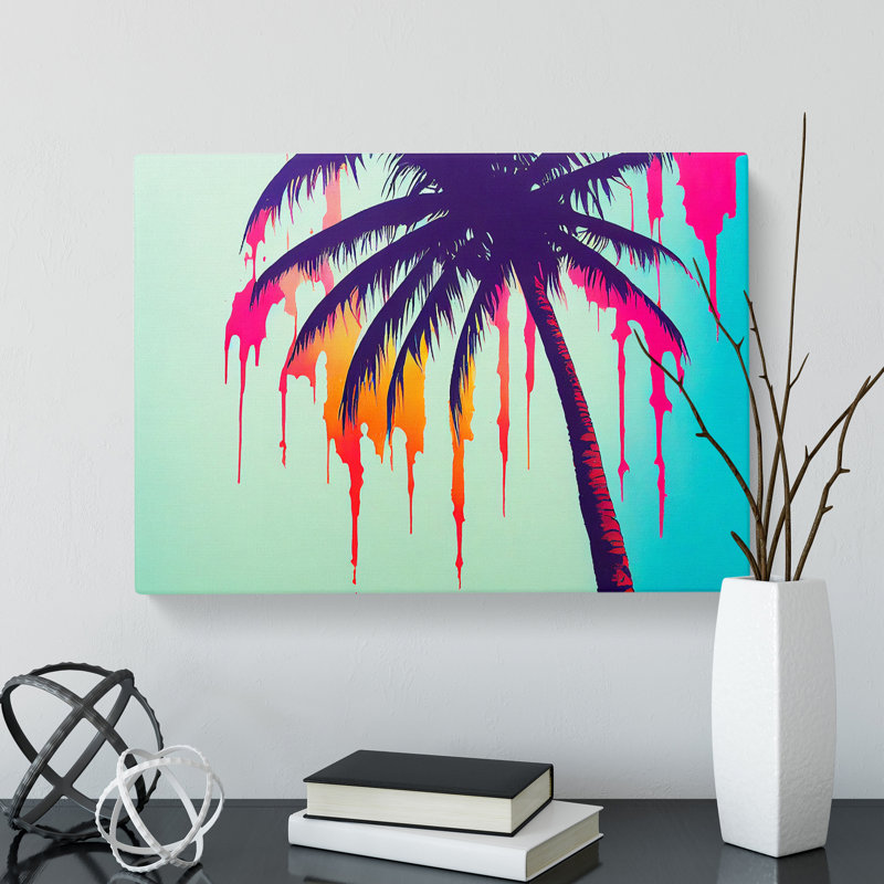 Painted Palm Tree Vol.1 Abstract - Wrapped Canvas, 40cm H x 60cm W x 3cm D