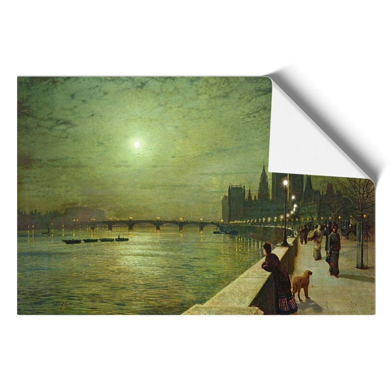 Reflections On The Thames by John Atkinson Grimshaw - No Frame Painting, 21cm H x 30cm W x 0.1cm D
