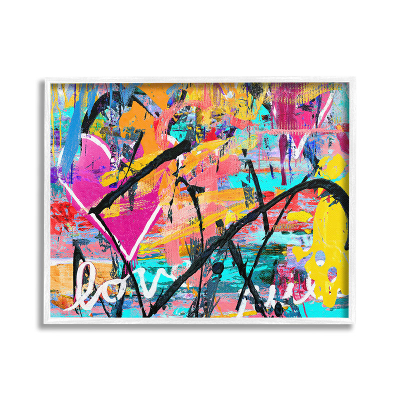 «Vivid Love Graffiti Collage Single Photo Frame» par Madeline Blake sur toile, Estampe numérique encadrée blanc bord de mer