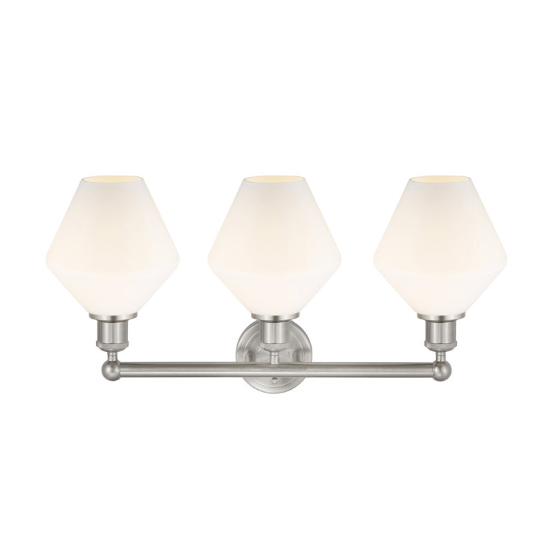 Éclairage pour meuble-lavabo 3 lumières Amylea, Boîtier blanc mat, Nickel satiné