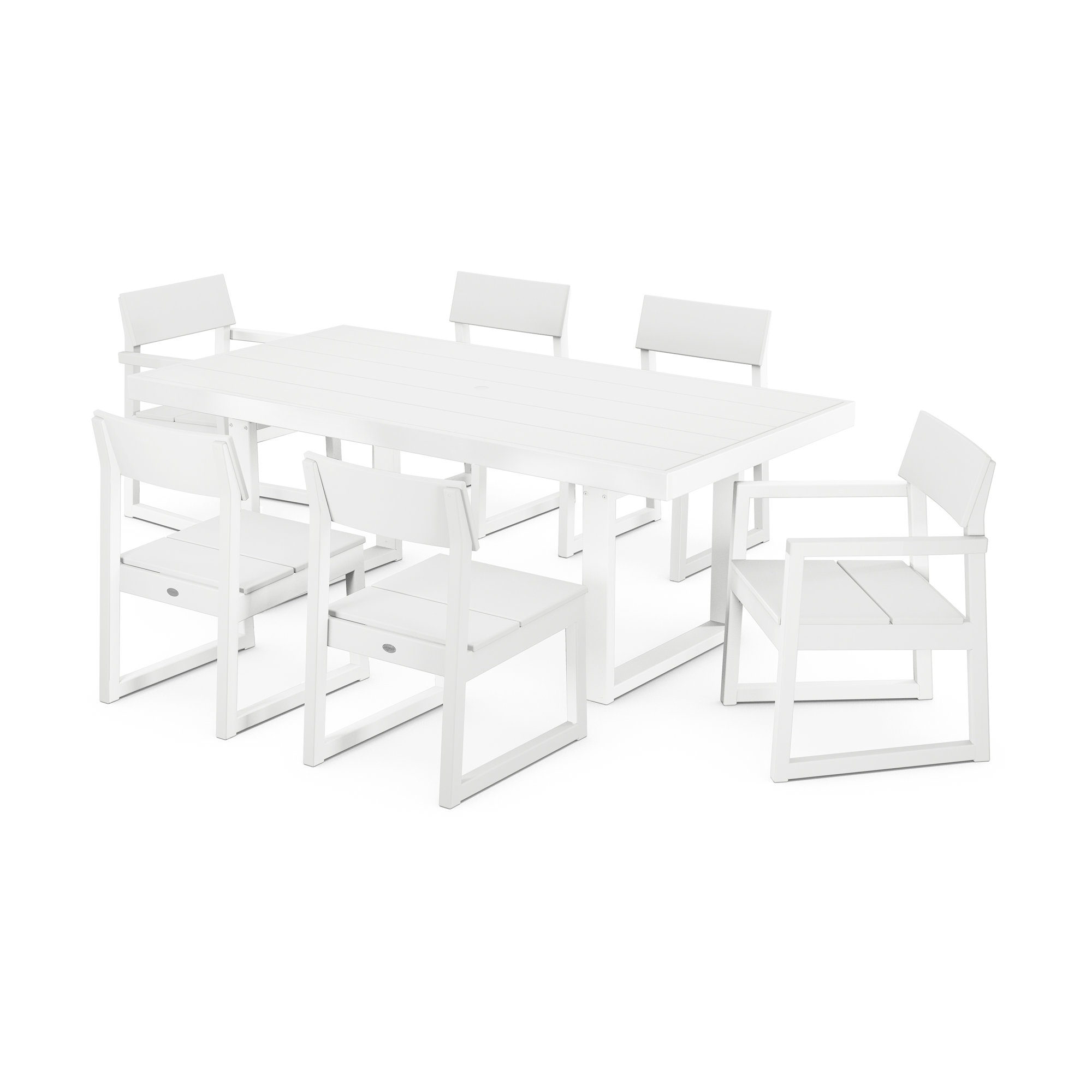 Edge 78" Rectangular 6-Person Dining Set, White