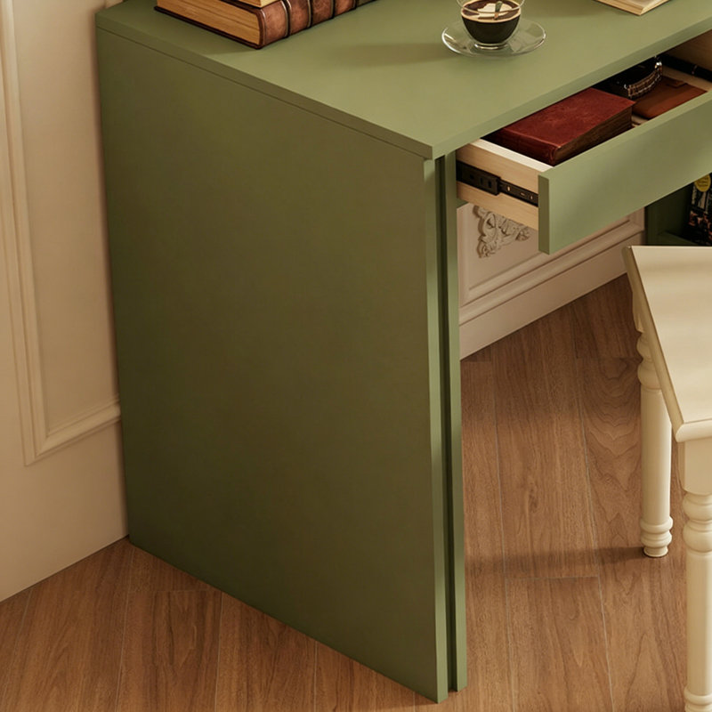 Bureau minimaliste en contreplaqué vert avec tiroirs doubles