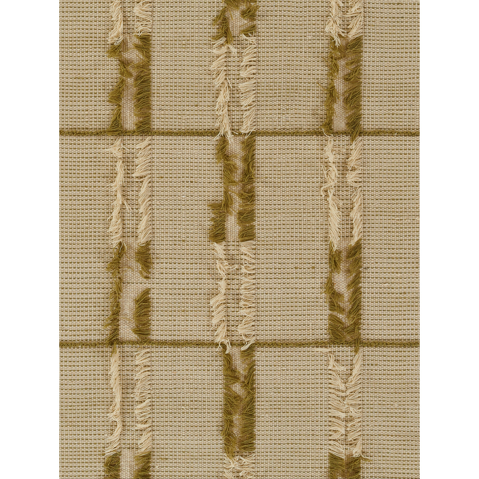 Ganya Green Hand-Woven Striped Wool Rug, Rectangle 2' x 3'
