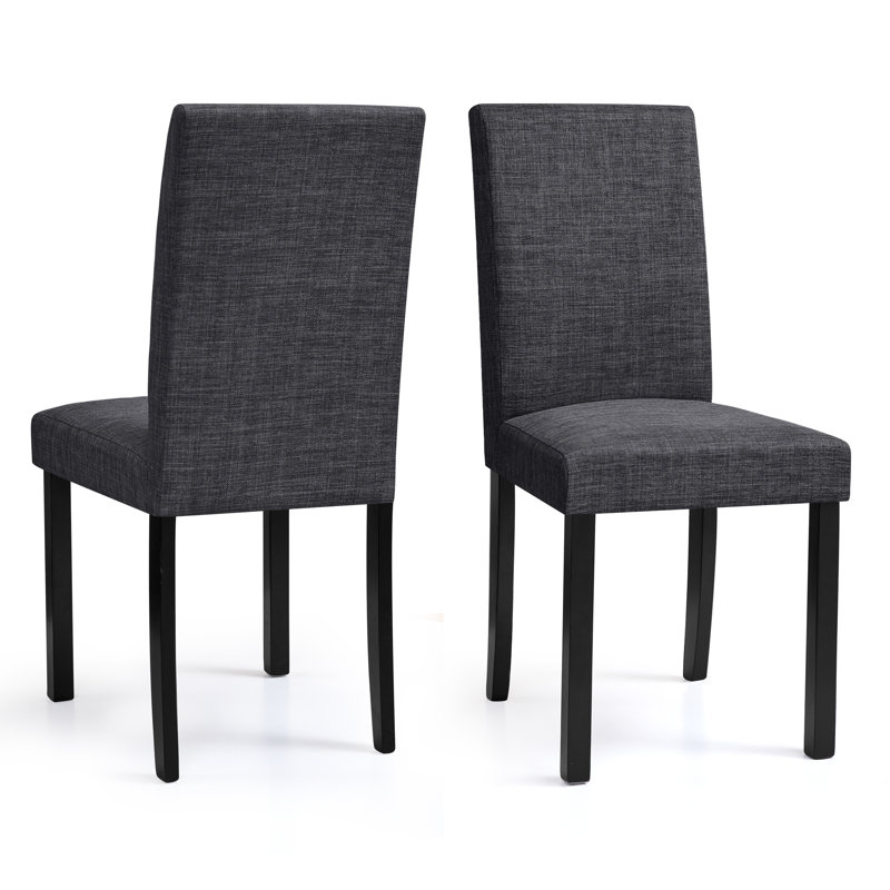 Momordique Solid Wood Parsons Dining Chairs, Rubberwood Upholstered Dinner Chair with Foam Seat, Stain-Resistant Fabric, 2