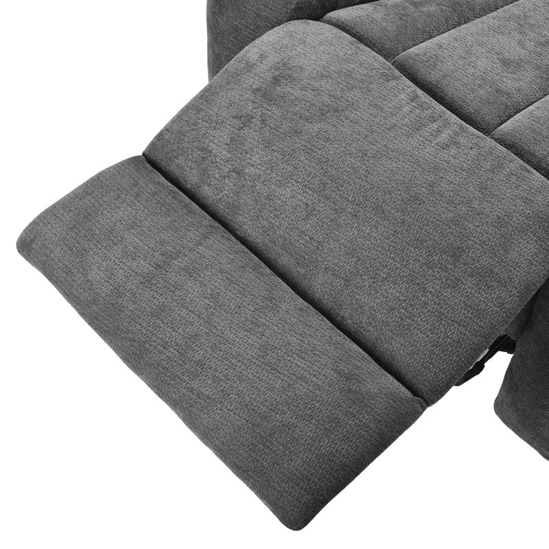 Modern Chenille Swivel Rocking Gray Recliner, Gray