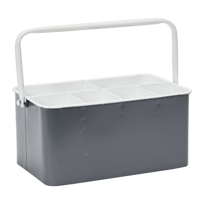 Baylie Rectangle Flatware Caddy, Gray/White