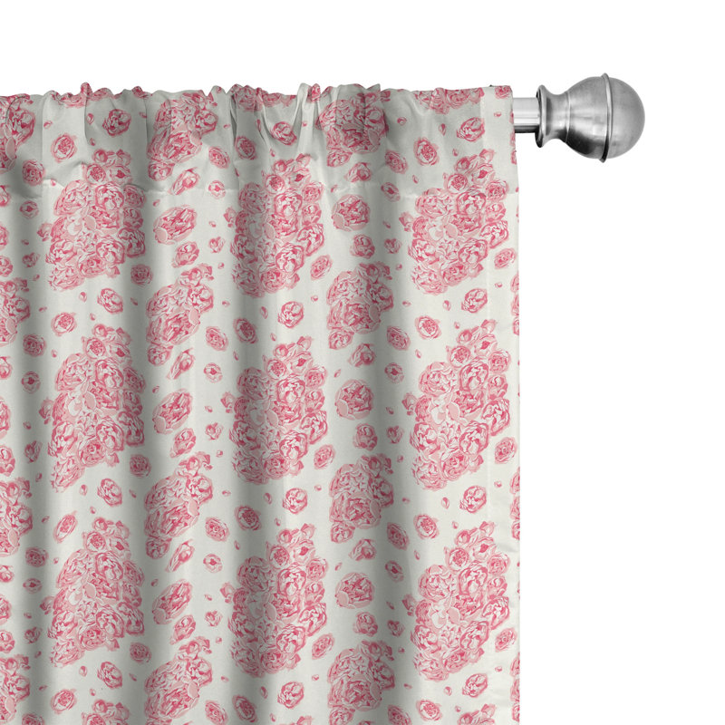 Peonies English Roses Semi-Sheer Rod Pocket Curtain Panels, 28" x 63"