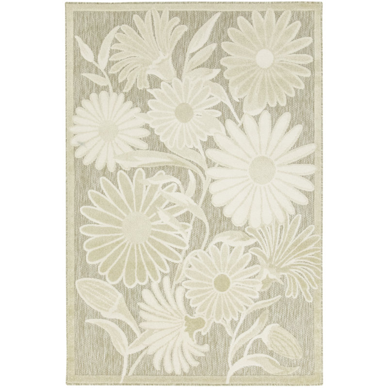 Shila Ivory Sage Outdoor Rug, Rectangle 2'8" x 4'