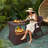 Outdoor Side Table With Umbrella Hole, Rattan Wicker End Table