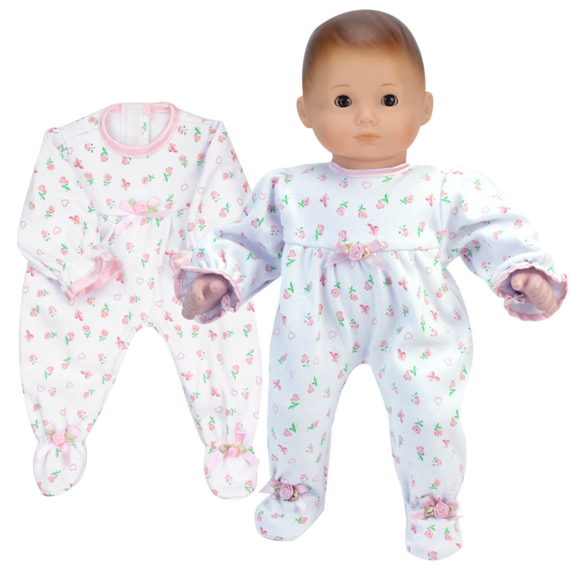 Sophia's Floral Print Pajama Onesie for 15" Baby Dolls