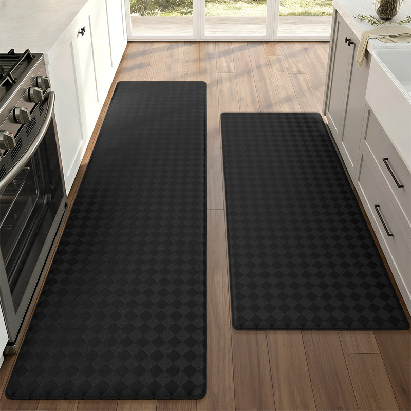 Tapis de cuisine antidérapant et antidérapant Devarian (ensemble de 2), Noir