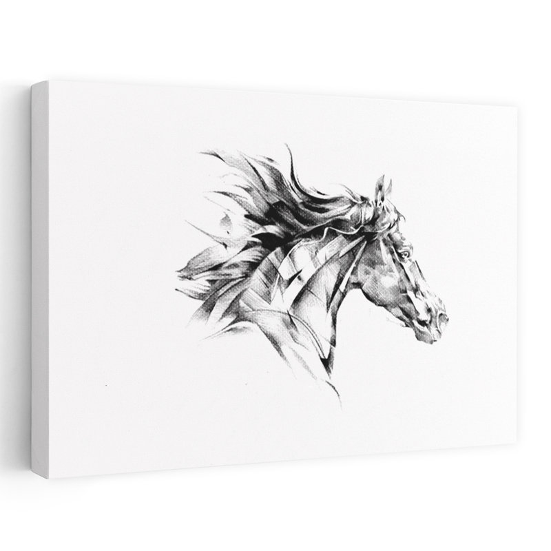 Affiche murale abstraite géométrique dynamique représentant un cheval., H 40 po x l 60 po