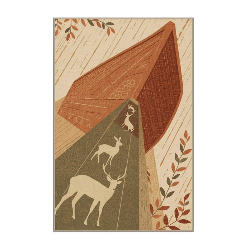 Tapis beige moelleux moelleux au look rustique rétro Edgemont Country, 4 x 6