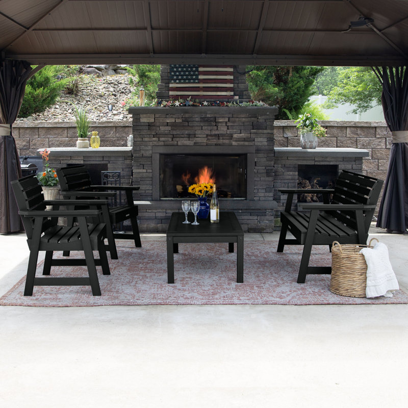 Anette 4 - Person Patio Conversation Set, Black
